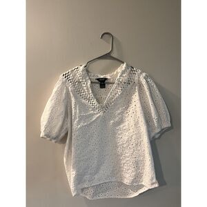 Simply Vera White Eyelet Blouse Womens Size Large